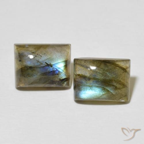 5.04ctw Naturale Multicolore Labradorite, Taglio a baguette, Traslucido
