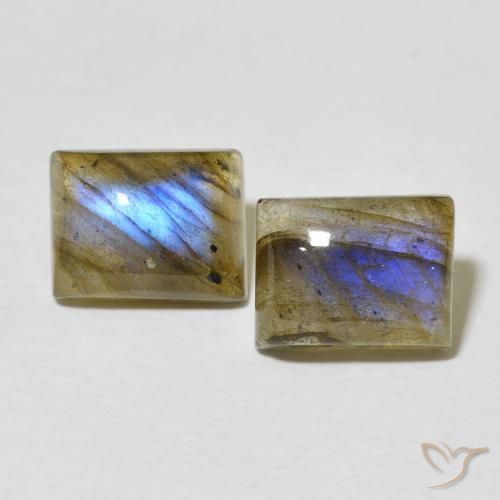 5.05ctw Naturale Multicolore Labradorite, Taglio a baguette, Traslucido