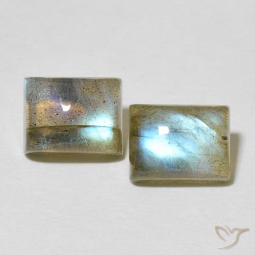 5.92ctw Naturale Multicolore Labradorite, Taglio a baguette, Traslucido