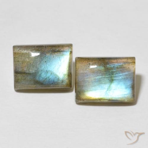 Gemme di Labradorite Multicolore naturale da 4.89 ct, Taglio a baguette, Traslucido