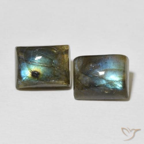 5.25ctw Naturale Multicolore Labradorite, Taglio a baguette, Traslucido