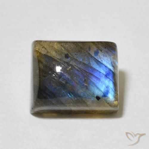 3.66ct Naturale Multicolore Labradorite, Taglio a baguette, Traslucido