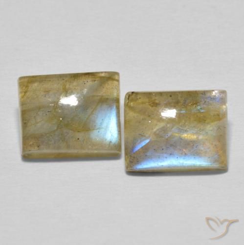 5.13ctw Naturale Multicolore Labradorite, Taglio a baguette, Traslucido