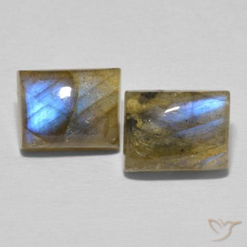 6.18ctw Naturale Multicolore Labradorite, Taglio a baguette, Traslucido