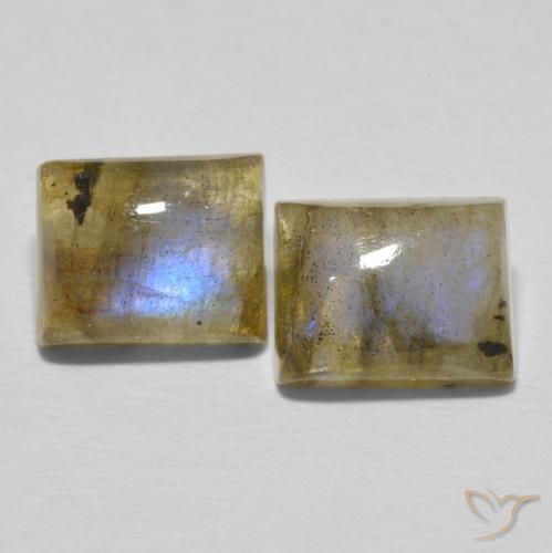 7.10ctw Naturale Multicolore Labradorite, Taglio a baguette, Traslucido
