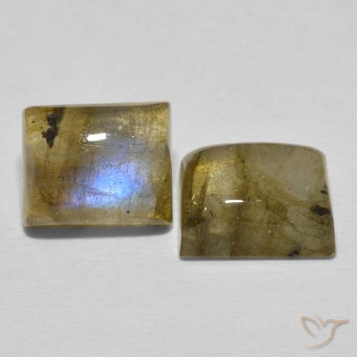 Gemme di Labradorite Multicolore naturale da 7.10 ct, Taglio a baguette, Traslucido