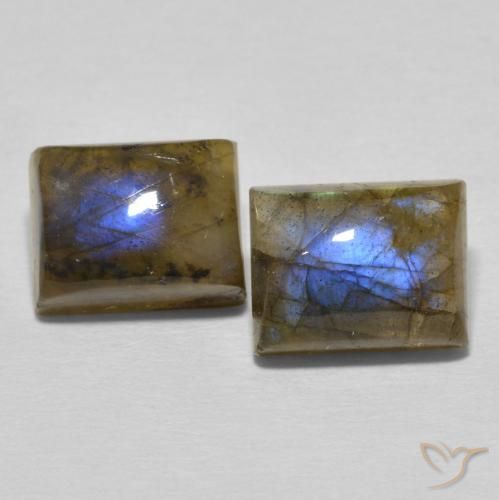6.82ctw Naturale Multicolore Labradorite, Taglio a baguette, Traslucido