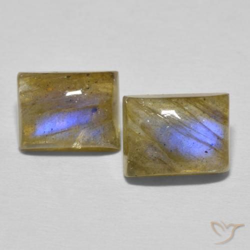 5.65ctw Naturale Multicolore Labradorite, Taglio a baguette, Traslucido