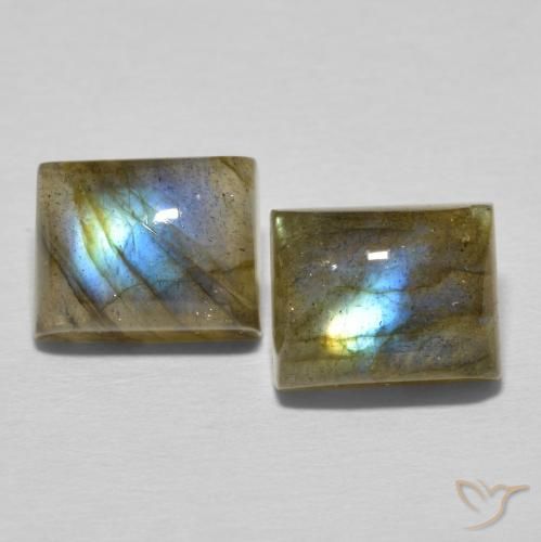 7.10ctw Naturale Multicolore Labradorite, Taglio a baguette, Traslucido