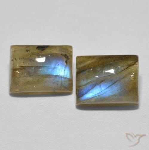 6.40ctw Naturale Multicolore Labradorite, Taglio a baguette, Traslucido