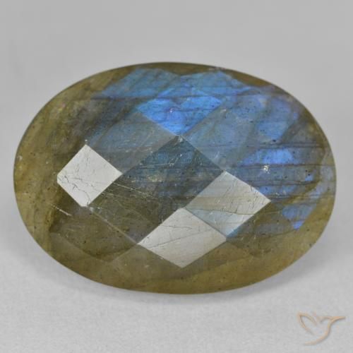 15.17ct Naturale Multicolore Labradorite, Ovale, Traslucido