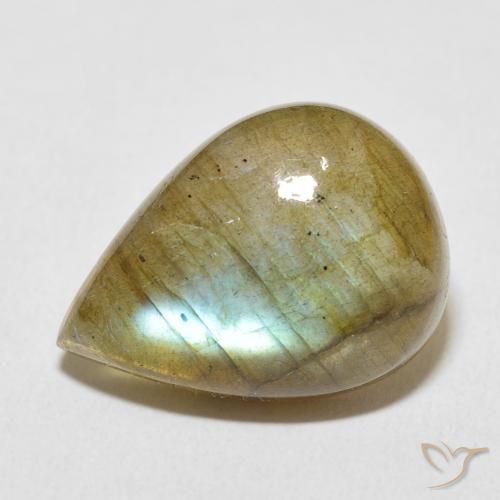 11.89ct Naturale Multicolore Labradorite, Forma a pera, Traslucido