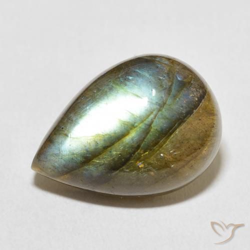 12.03ct Naturale Multicolore Labradorite, Forma a pera, Traslucido