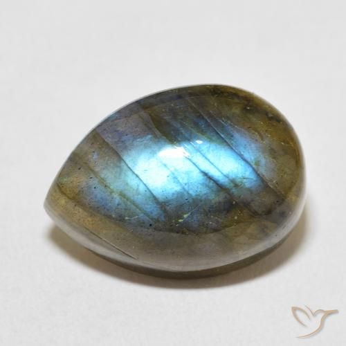 15.01ct Naturale Multicolore Labradorite, Forma a pera, Traslucido