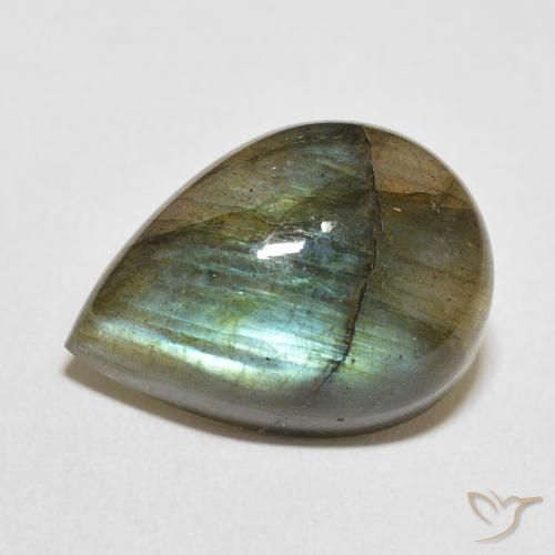 12.62ct Naturale Multicolore Labradorite, Forma a pera, Traslucido