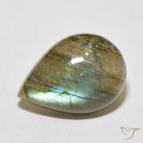 11.65ct Naturale Multicolore Labradorite, Forma a pera, Traslucido