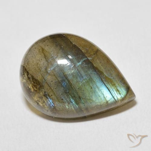 Labradorite Multicolore naturale da 11.65 ct, Forma a pera, Traslucido