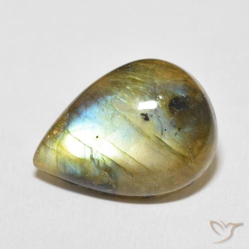 9.85ct Naturale Multicolore Labradorite, Forma a pera, Opaco