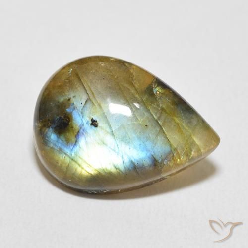 Labradorite Multicolore naturale da 9.85 ct, Forma a pera, Opaco