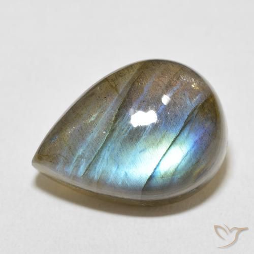 13.99ct Naturale Multicolore Labradorite, Forma a pera, Opaco