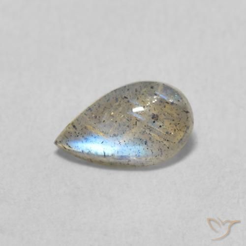 0.56ct Naturale Multicolore Labradorite, Forma a pera, Trasparente
