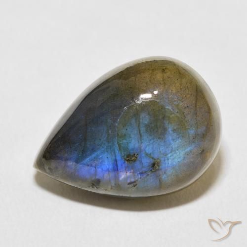 13.03ct Naturale Multicolore Labradorite, Forma a pera, Opaco