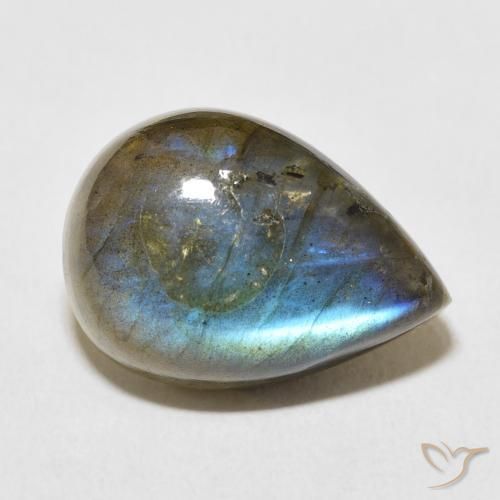 Labradorite Multicolore naturale da 13.03 ct, Forma a pera, Opaco