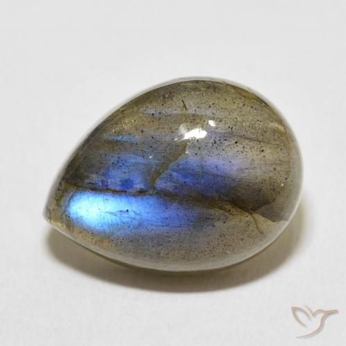 10.55ct Naturale Multicolore Labradorite, Forma a pera, Traslucido