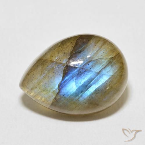 9.34ct Naturale Multicolore Labradorite, Forma a pera, Traslucido