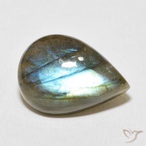 Labradorite Multicolore naturale da 11.39 ct, Forma a pera, Traslucido
