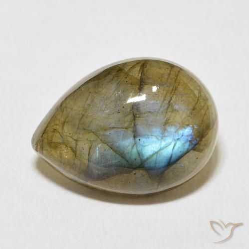 8.95ct Naturale Multicolore Labradorite, Forma a pera, Traslucido