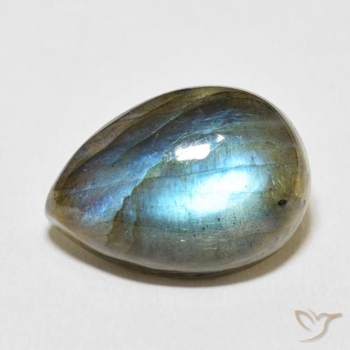 12.70ct Naturale Multicolore Labradorite, Forma a pera, Traslucido