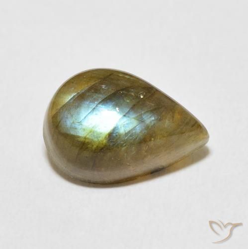 Labradorite Multicolore naturale da 5.27 ct, Forma a pera, Traslucido