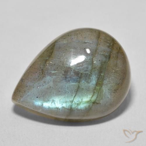 16.02ct Naturale Multicolore Labradorite, Forma a pera, Traslucido