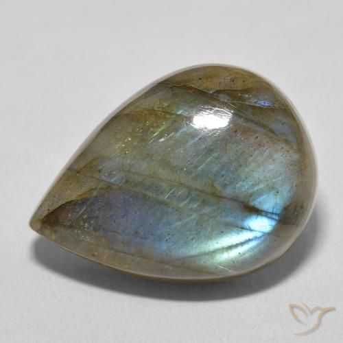 17.48ct Naturale Multicolore Labradorite, Forma a pera, Traslucido