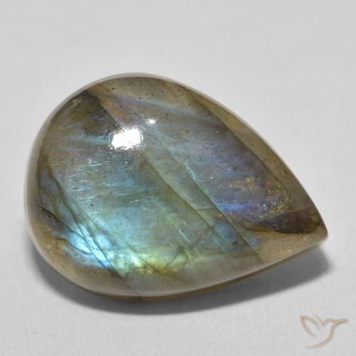 Labradorite naturale multicolore da 17,48 ct, taglio a pera, traslucido