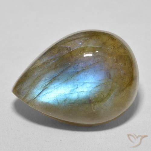 17.02ct Naturale Multicolore Labradorite, Forma a pera, Traslucido