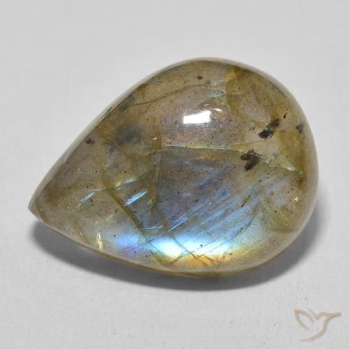 16.32ct Naturale Multicolore Labradorite, Forma a pera, Traslucido