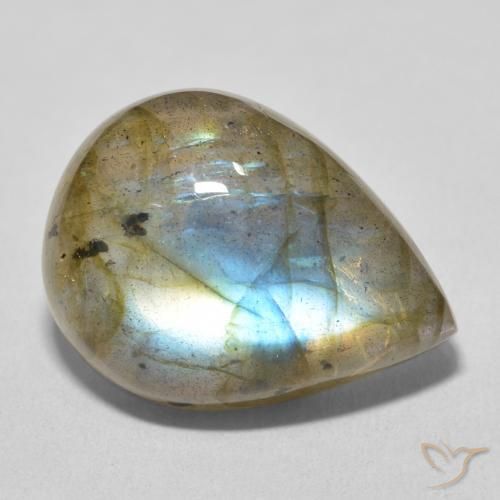 Labradorite Multicolore naturale da 16.32 ct, Forma a pera, Traslucido