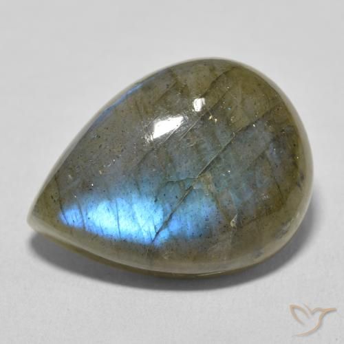 16.66ct Naturale Multicolore Labradorite, Forma a pera, Traslucido