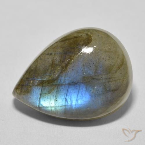 16.75ct Naturale Multicolore Labradorite, Forma a pera, Traslucido