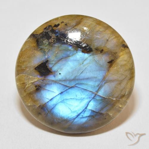 31.45ct Naturale Multicolore Labradorite, Rotondo, Traslucido