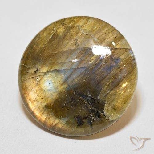 Labradorite Multicolore naturale da 28.60 ct, Rotondo, Traslucido