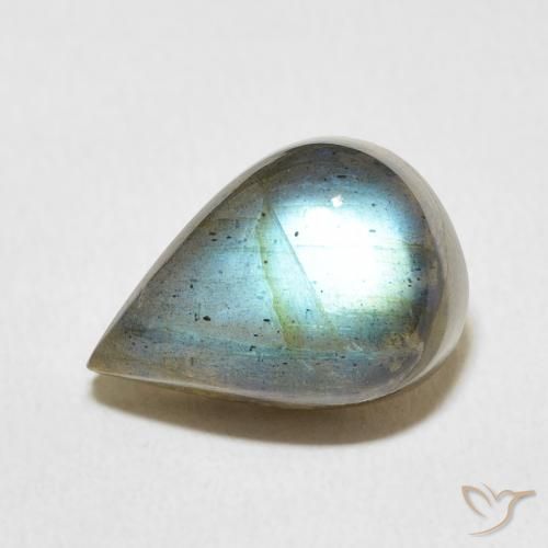 6.96ct Naturale Multicolore Labradorite, Forma a pera, Traslucido
