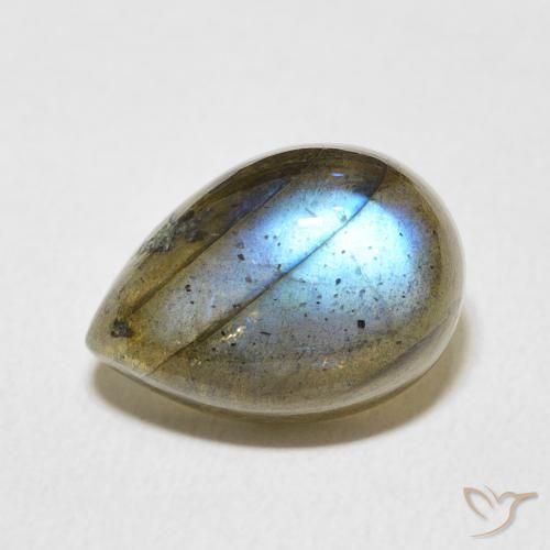 6.74ct Naturale Multicolore Labradorite, Forma a pera, Traslucido