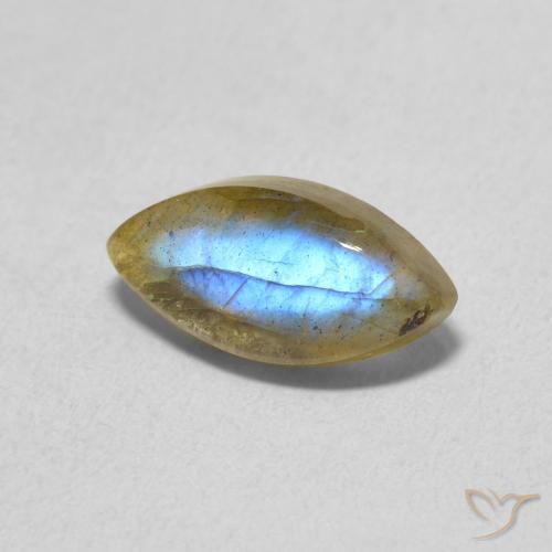 2.09ct Naturale Multicolore Labradorite, Taglio marquise, Traslucido