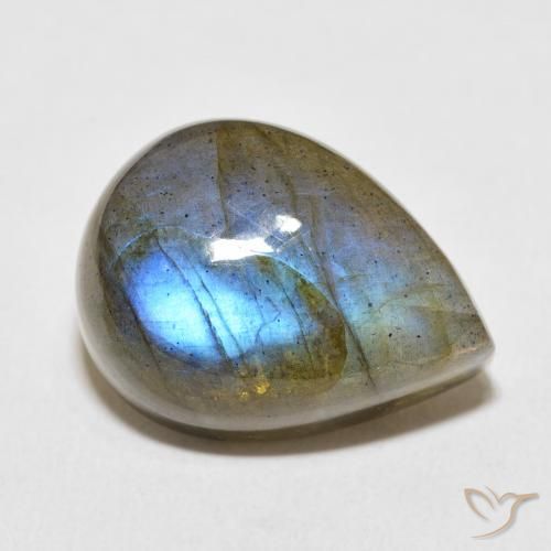 19.92ct Naturale Multicolore Labradorite, Forma a pera, Traslucido