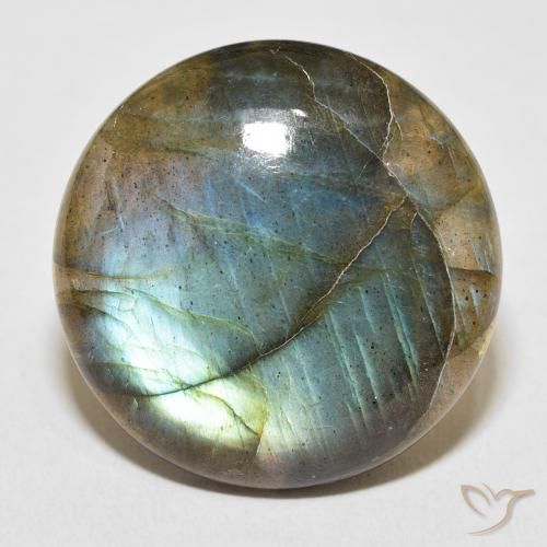 33.59ct Naturale Multicolore Labradorite, Rotondo, Traslucido