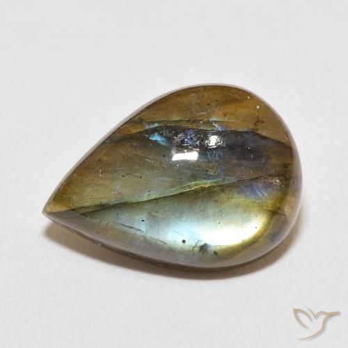11.18ct Naturale Multicolore Labradorite, Forma a pera, Traslucido