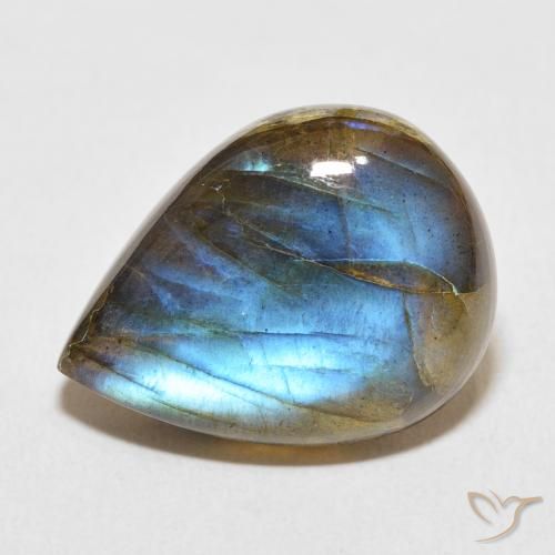 14.43ct Naturale Multicolore Labradorite, Forma a pera, Traslucido